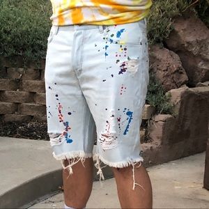 H&M Paint Splatter Jean Shorts